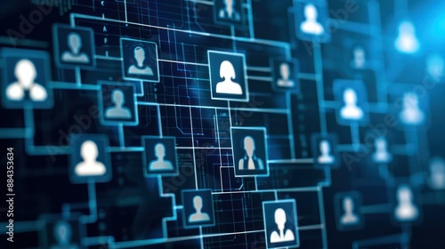 Wallpaper Mural Organization chart with hierarchy structure of teams and employees in company. Business process and workflow automation with flowchart. Business and technology concept. Torontodigital.ca