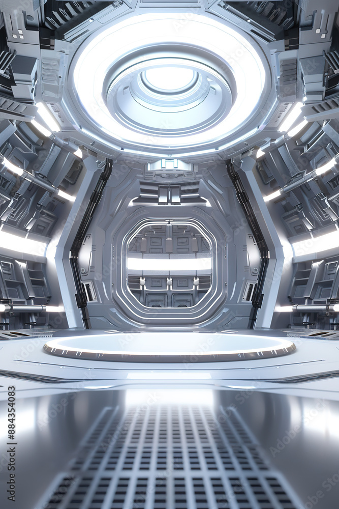 Obraz premium Science fiction style spacecraft 3D space product exhibition booth