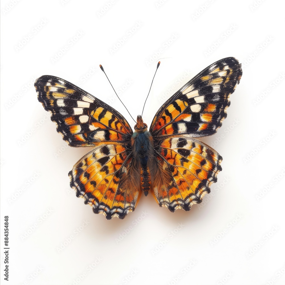 Butterfly Species. Pearl Crescent Butterfly on White Background Butterfly Species. Pearl Crescent Butterfly on White Background