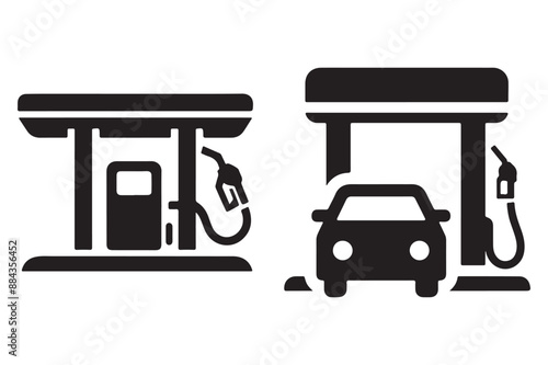 Silhouette of Gas Station Icon Vector Art