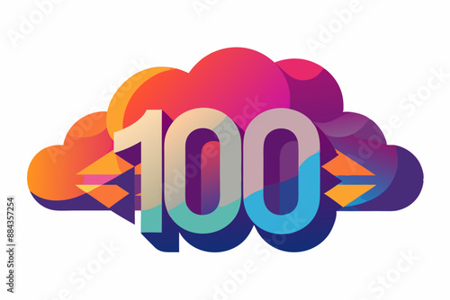 100 Number mosaic logo icon design template