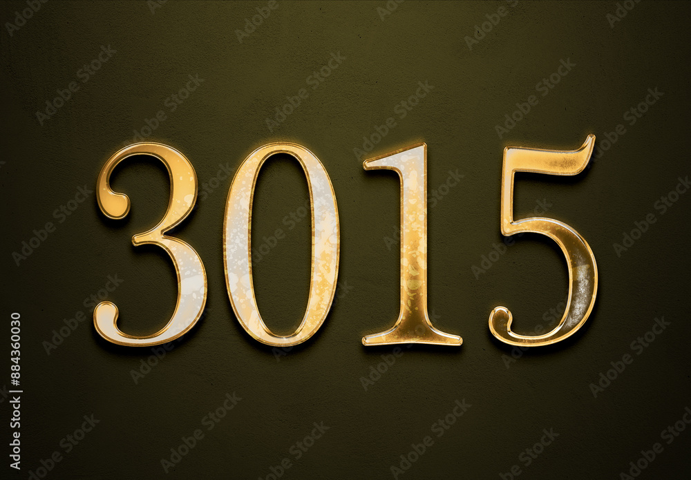 Old gold effect of 3015 number with 3D glossy style Mockup. Old gold effect of 3015 number with 3D glossy style Mockup.