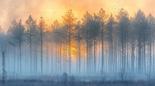 Misty Forest Sunrise