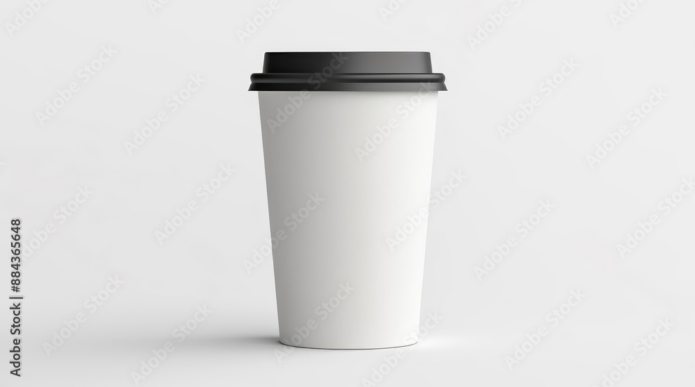 Template shablon. Recyclable disposable cup of take away coffee tea drink beverage with empty blank surface for sticker brand logo. Mockup mock-up. Copy space for text. Isolated on white background Template shablon. Recyclable disposable cup of take away coffee tea drink beverage with empty blank surface for sticker brand logo. Mockup mock-up. Copy space for text. Isolated on white background