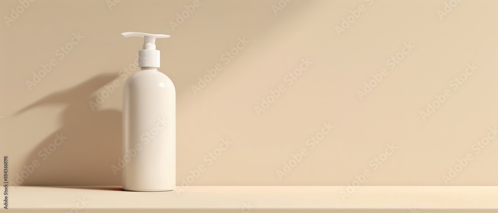A white bottle of lotion sits on a table A white bottle of lotion sits on a table