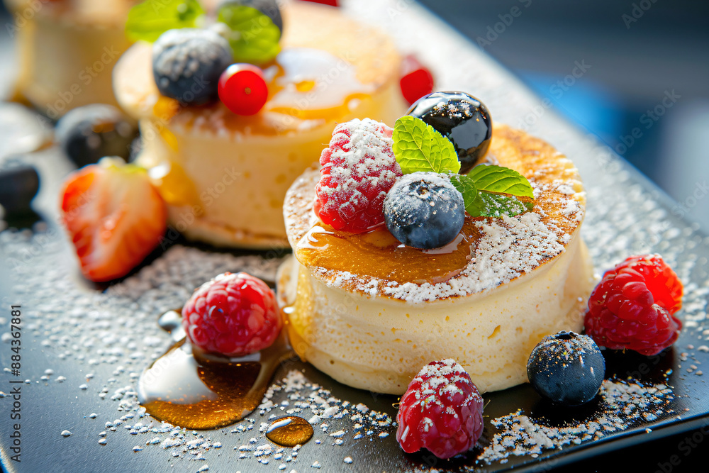 Delicious Pancakes with Berries and Syrup. Delicious Pancakes with Berries and Syrup.