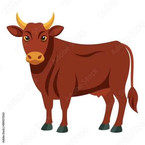 Illustration of male brown cow isolated
