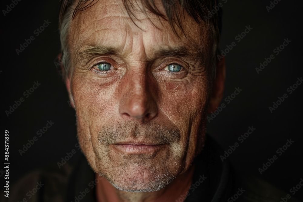 Portrait of hard working middle aged man, reality and true life, copy space for text Portrait of hard working middle aged man, reality and true life, copy space for text