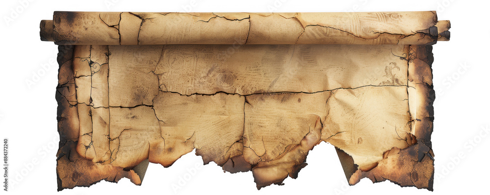 Old Rolled Parchment Scroll with Burnt Edges Old Rolled Parchment Scroll with Burnt Edges