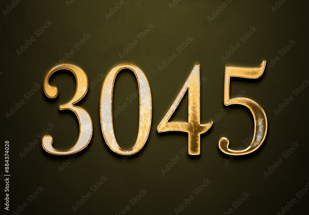 Old gold effect of 3045 number with 3D glossy style Mockup. Old gold effect of 3045 number with 3D glossy style Mockup.