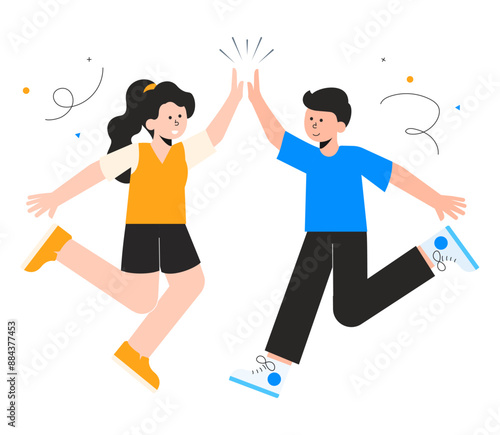 Two People High Five Illustrations