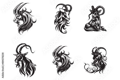 Creative Capricorn Silhouette Vector Illustration,
Beautiful Capricorn Silhouette Vector Art