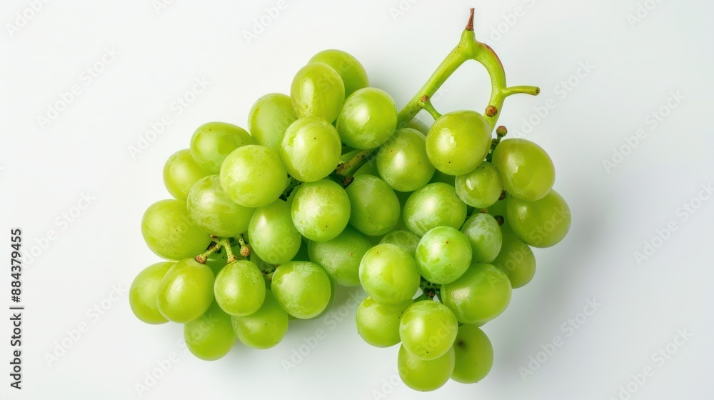 Fresh green grape isolated on white background top view. Fresh green grape isolated on white background top view.