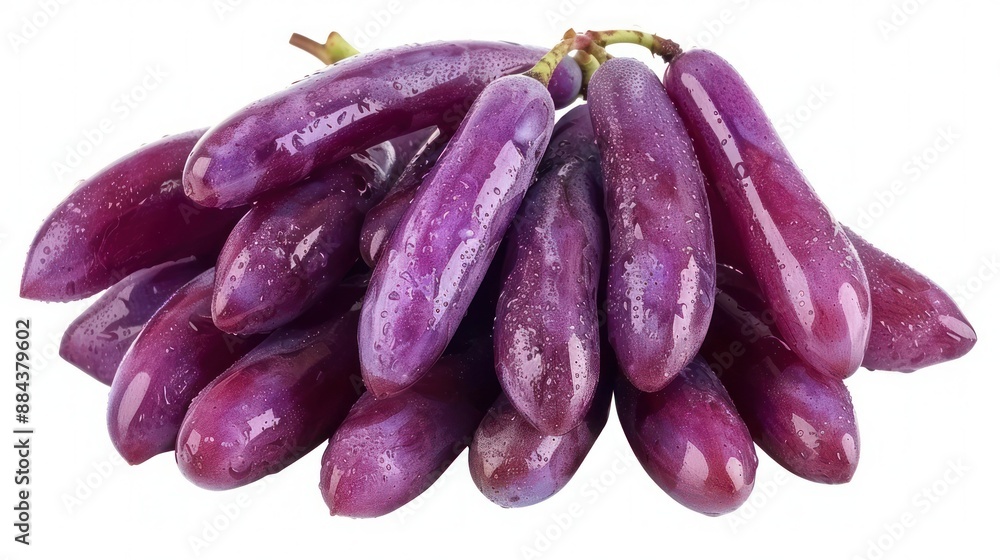 Purple Witch Finger grapes isolated on white background, Moon Drops grape or Witch Fingers isolated on white With clipping path. Purple Witch Finger grapes isolated on white background, Moon Drops grape or Witch Fingers isolated on white With clipping path.