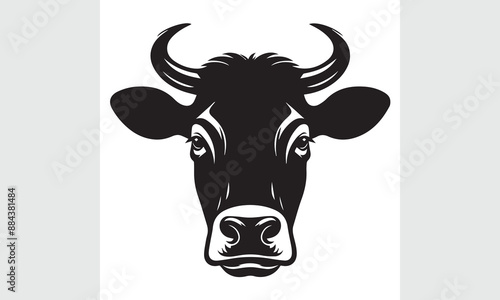 cow head, cow head black vector animal shape, silhouette print wildlife illustration