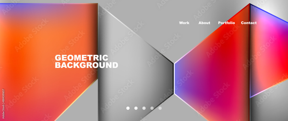 Metal triangles with colorful bright triangles. Geometric modern minimalist design template Metal triangles with colorful bright triangles. Geometric modern minimalist design template