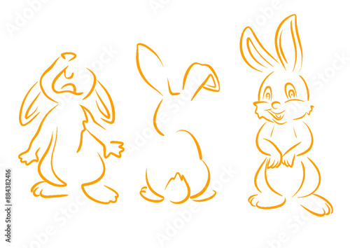 Line art of gold rabbit