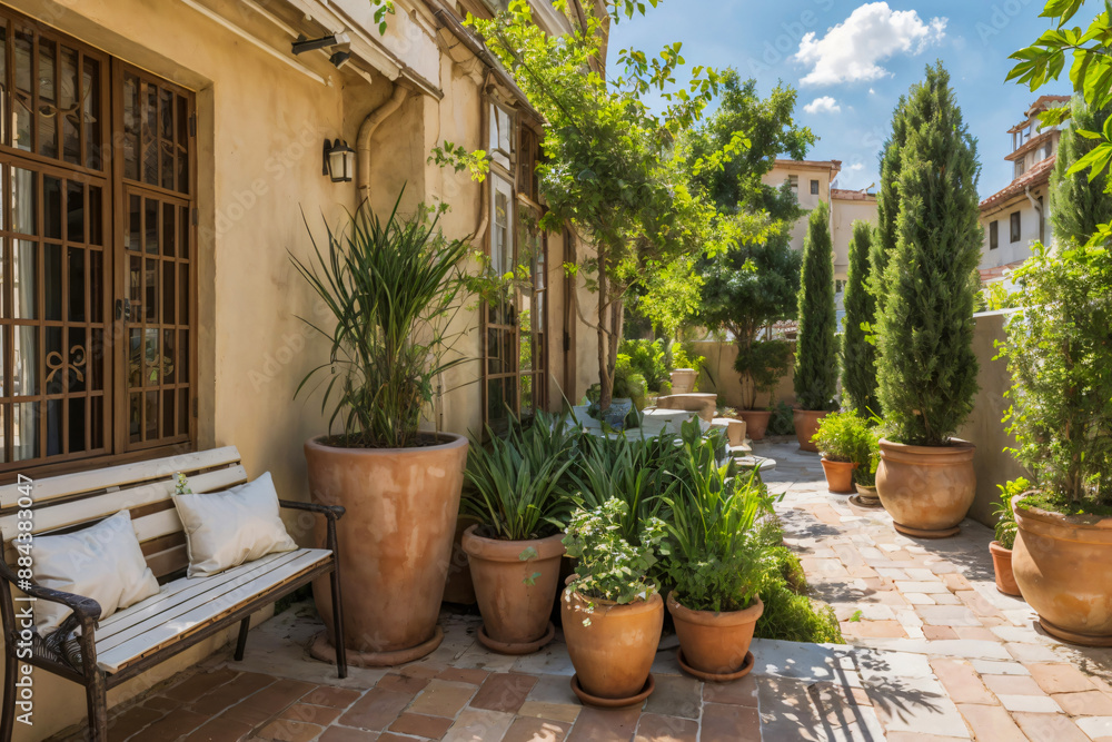 Fototapeta premium Tranquil Mediterranean Courtyard.