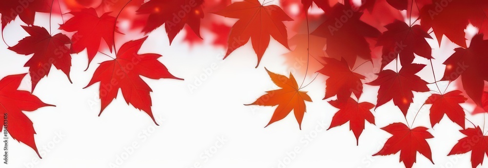 Banner Abstract flowing waves with red maples on white background with beautiful bokeh and with copy space Banner Abstract flowing waves with red maples on white background with beautiful bokeh and with copy space
