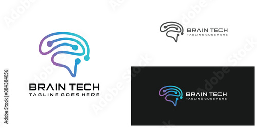 Brain Tech Logo Design. Icon Symbol, Vector, Design Template.