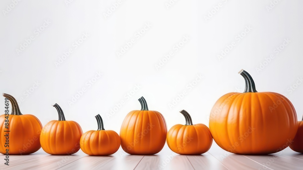 Abstract flowing waves with pumpkins on white background with beautiful bokeh and with copy space Abstract flowing waves with pumpkins on white background with beautiful bokeh and with copy space