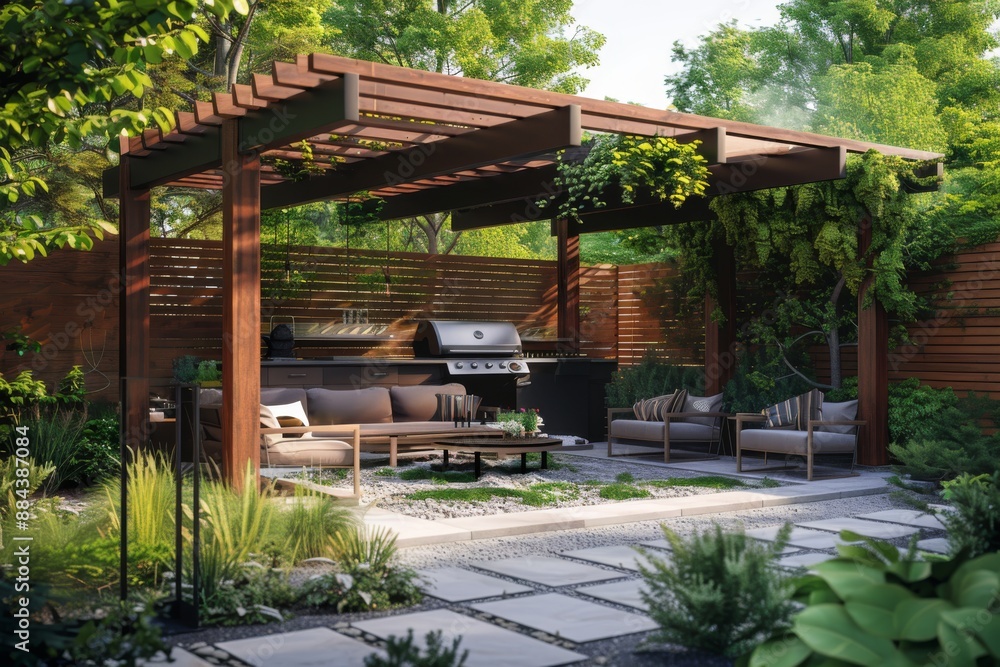 Escape to a tranquil retreat in your own backyard, complete with a charming pergola and inviting seating areas. Perfect for relaxation and entertainment. Escape to a tranquil retreat in your own backyard, complete with a charming pergola and inviting seating areas. Perfect for relaxation and entertainment.