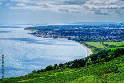 Obraz na plátně Bird's eye view of Greystones Ireland