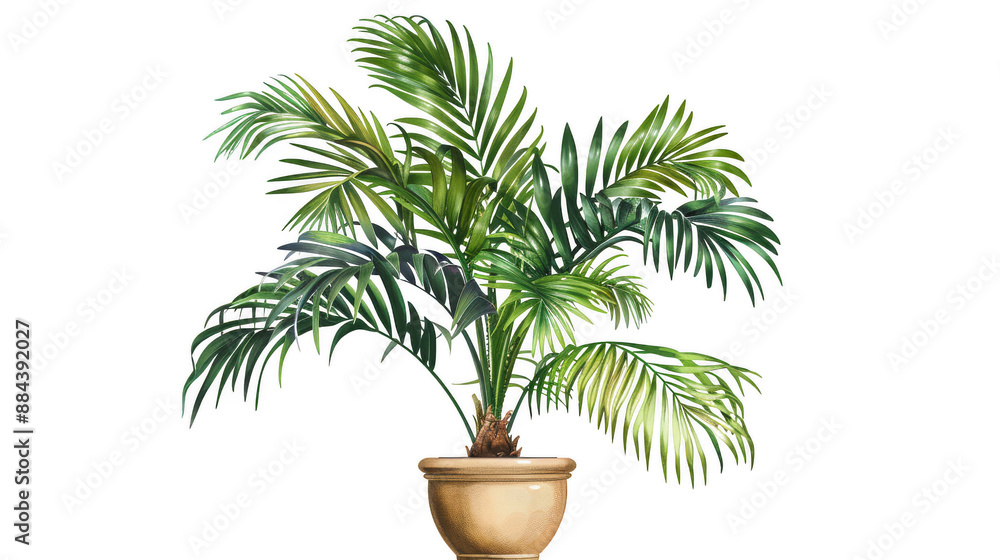 Clipart hand-drawn sticker style, Majestic palm, parlor palm, and kentia palm in a classic ceramic pot, Isolated on a pure white background Clipart hand-drawn sticker style, Majestic palm, parlor palm, and kentia palm in a classic ceramic pot, Isolated on a pure white background