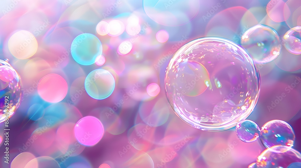 Pink and Blue Bubbles Floating in a Dreamy Blurred Background Pink and Blue Bubbles Floating in a Dreamy Blurred Background