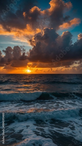 Dramatic sunset over the Caribbean Se