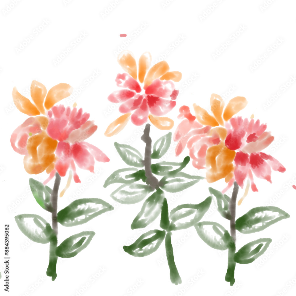 Fototapeta premium watercolor flowers, decorative flower background pattern, watercolor floral border background