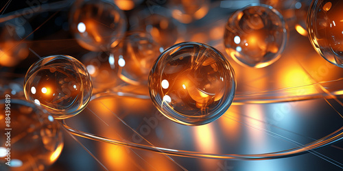 Small transparent reflective speheres or balls. photo