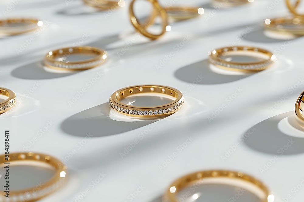Gold ring with diamonds on a white background. Gold ring with diamonds on a white background.