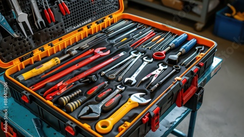 Wallpaper Mural Toolbox with a variety of construction tools neatly organized. Torontodigital.ca