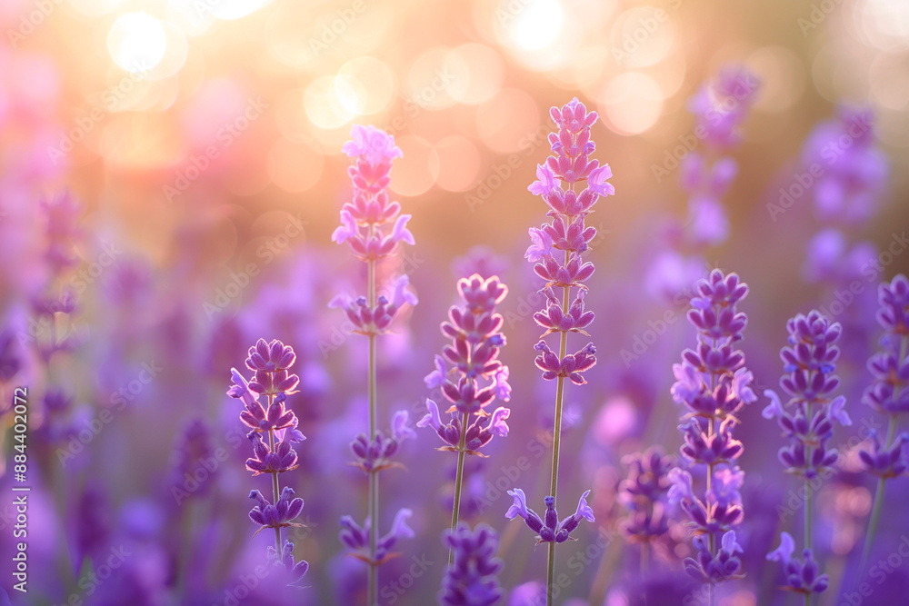 Fototapeta premium beautiful fragrant purple lavender flowers in full frame background