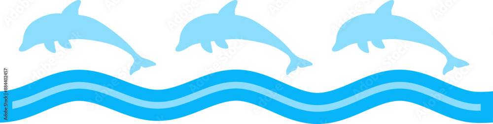 Fototapeta premium Dolphin Waves Vector Graphic