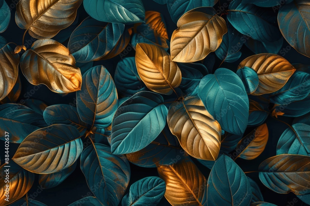 Golden and Teal Leaf Pattern Golden and Teal Leaf Pattern