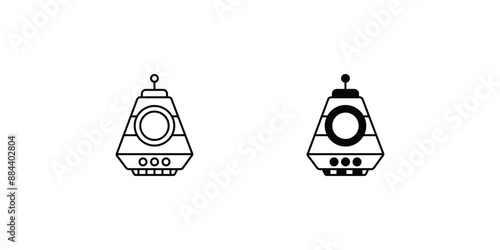 space capsule set icon with white background vector stock illustration