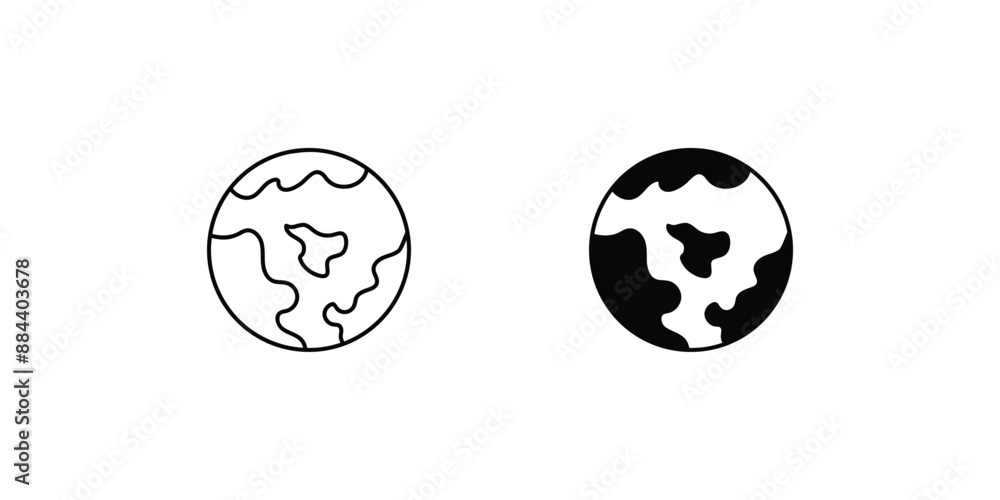 earth set icon with white background vector stock illustration