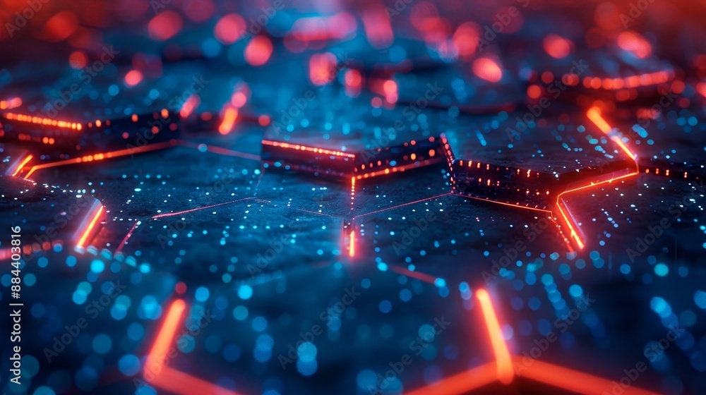 abstract 3 d render of glowing hexagons abstract 3 d render of glowing hexagons