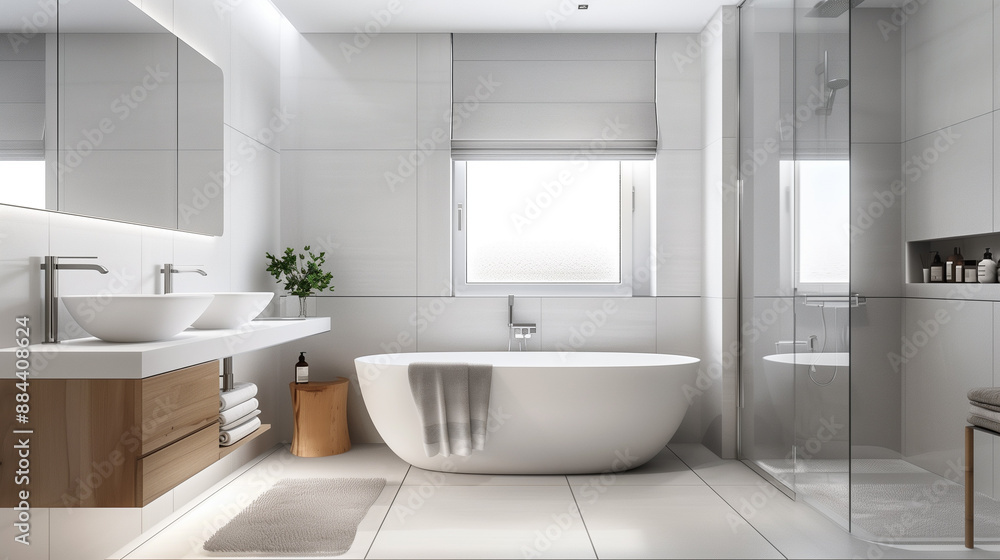 Minimalist modern bathroom interior design 3d render Minimalist modern bathroom interior design 3d render