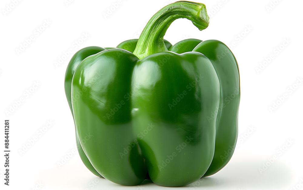Fresh Green Bell Peppers with Water Droplets Isolated on White Fresh Green Bell Peppers with Water Droplets Isolated on White