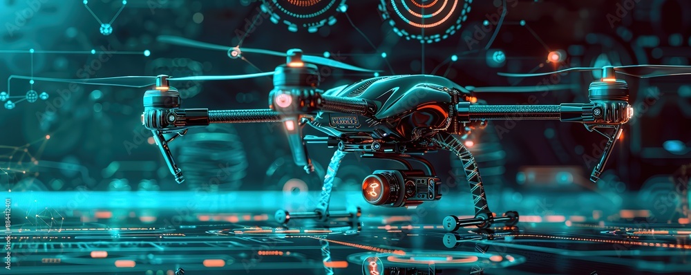 A black drone with a black background and neon green stripes A black drone with a black background and neon green stripes