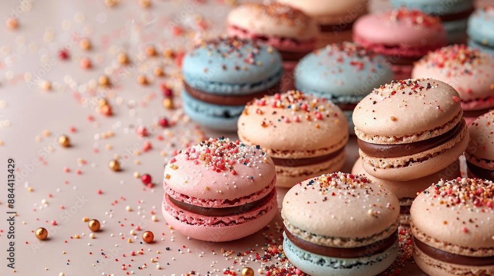 Fototapeta premium Colorful Macarons with Sprinkles