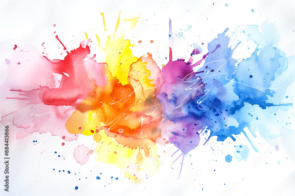 Obraz premium A vibrant splash of watercolor ink with bold, flowing colors blending seamlessly. The dynamic mix of hues creates an expressive and artistic effect, full of energy and movement.