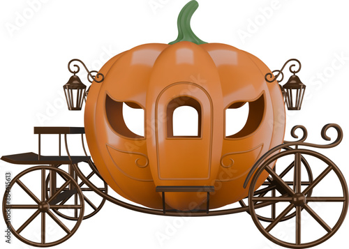 isolated pumpkin carriage. vintage pumpkin shaped carriage