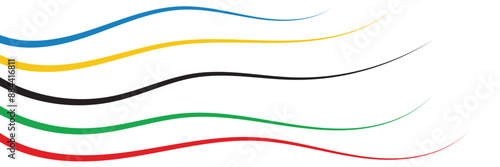 Colorful curved striped way isolated on transparent background. Olympic games banner. Olympic games straight lines, Olympic color ring, game line, modern. Vector illustration