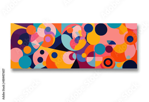 Colorful Abstract Art with Circles and Squares