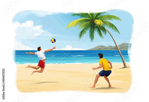Friendly Beach Volleyball Match
