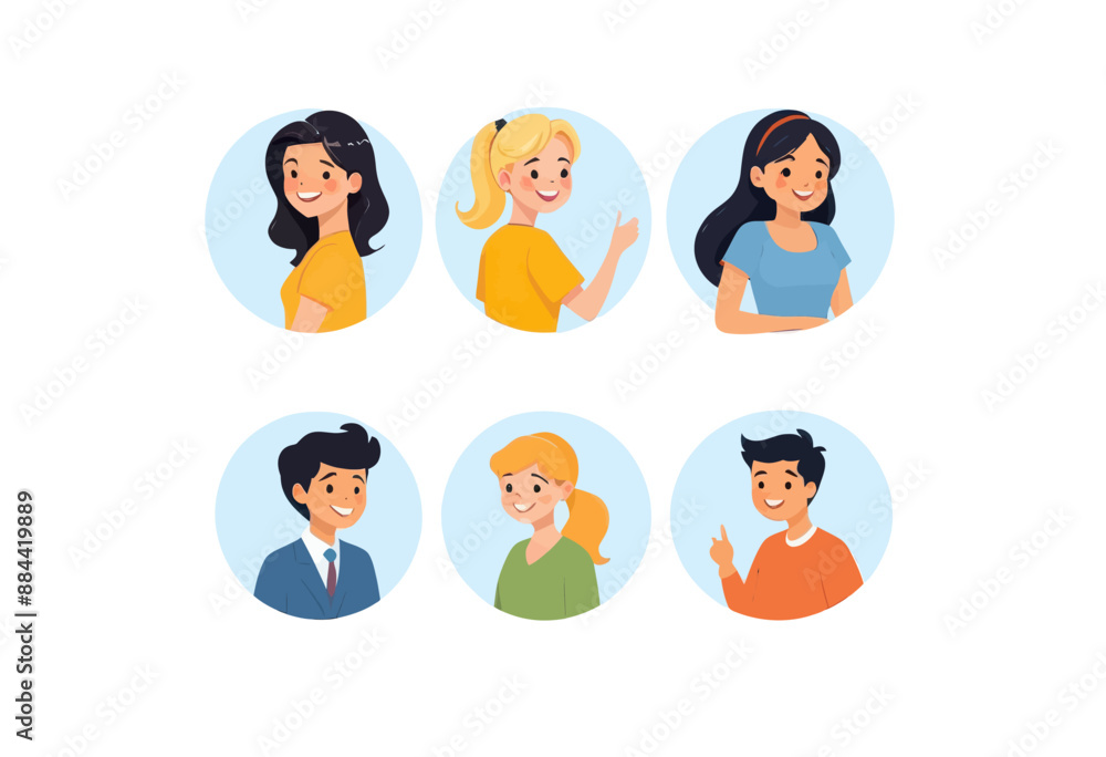 Friendly Interaction: A Group of Four People in Smiling Poses Friendly Interaction: A Group of Four People in Smiling Poses